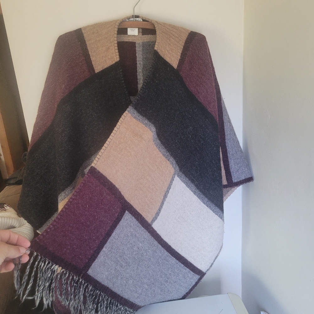 Wool Blanket Shawl Poncho